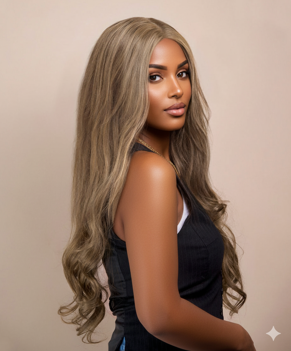 lace front human wig - 24" ash blonde.